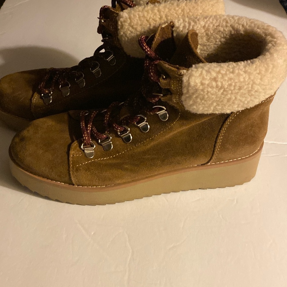 Sam Edelman Boots, Hiking Boots, Suede Leather, Sherpa, Sz 7.5, Gorpcore - Picture 7 of 14